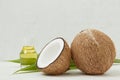 Healthy coconut oil, tropical, beauty spa concept - close up of