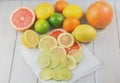 Healthy composition of lemon, lime, grapefruit and tangerine.