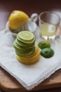 Healthy composition of lemon and lime.