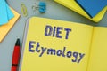 Healthy concept meaning diet etymology with inscription on the page Royalty Free Stock Photo