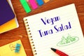 Healthy concept about Vegan Tuna Salad with sign on the sheet