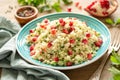 Healthy couscous salad tabbouleh with pomegranate