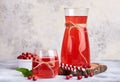 Healthy cranberry juice drink and fresh cranberries. Traditional Russian beverage mors Royalty Free Stock Photo
