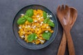 Creamy roasted pumpkin penne pasta on a table