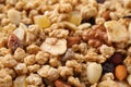 Healthy crunchy granola as background, closeup
