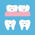 Healthy Crying bad ill smiling tooth gum icon. Cute character set. Oral dental hygiene. Children teeth care. Baby background. Flat Royalty Free Stock Photo