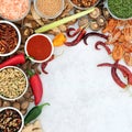 Healthy Culinary Spice and Herb Background Border Royalty Free Stock Photo