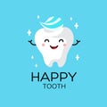 Healthy cute cartoon tooth character