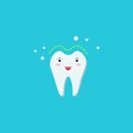 Healthy cute white shining tooth icon. Teeth whitening. Good oral hygiene of the oral cavity. Childrens dentistry