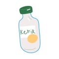 Healthy dairy kefir in bottle containing probiotics for good microflora in stomach