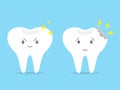 Healthy and decayed, sick tooth