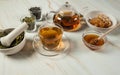 Healthy and delicious herbal tea with honey.