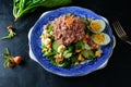 Healthy Tuna Salad with Eggs, Greens and Carrots Royalty Free Stock Photo