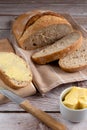 Healthy and delicious whole grain bread with butter Royalty Free Stock Photo