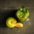 Healthy detox green apple and vegetables juice