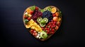 Healthy diet for the cardiovascular system with a heart-shaped plate. Royalty Free Stock Photo