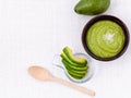 Healthy diet and Clean food. Avocado smoothie on white backgrou Royalty Free Stock Photo