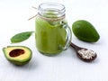 Healthy diet and Clean food. Avocado smoothie on white background Royalty Free Stock Photo