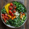 Healthy diet. Dinner calebration. Top - down view of table full of tasty vegetarian food