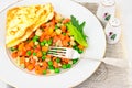 Healthy and Diet Food: Scrambled Eggs with Royalty Free Stock Photo