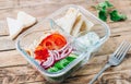 Healthy diet Gyros, greek pita bread wrapped sandwich with meat slices, tzatziki and fresh vegetables. Royalty Free Stock Photo