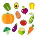 Healthy diet icons fresh organic vegetables Royalty Free Stock Photo