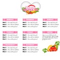 Healthy diet planning. Healthy food and weekly meal plan schedule. Dietic timetable. Vector illustration.