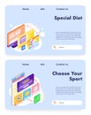 Healthy diet program. Dairy food products. Choose your sport today. Vector web site design template. Landing page