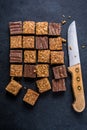 Healthy diet snack, oat flap jack brownie bar Royalty Free Stock Photo