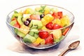 Healthy diet strawberry vegetarian salad fruit breakfast fresh background food bowl dessert kiwi juicy Royalty Free Stock Photo