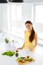 Healthy Diet. Woman Making Detox Smoothie Juice. Vegetarian Eating, Food Royalty Free Stock Photo