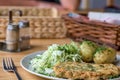 A healthy dinner made at home - Chicken meatballs with fresh potatoes