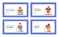 Healthy and Disabled Kids Study in School Landing Page Template Set. Children Characters on Lesson, Disabled Education Royalty Free Stock Photo