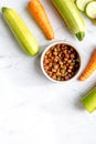 Healthy dogfood set with vegetables on white table top view mock-up Royalty Free Stock Photo