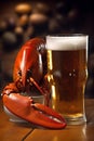 glass red beer crab crawfish seafood food claw snack crayfish background. Generative AI.