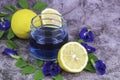 Healthy drink, Lemon blue pea flower juice