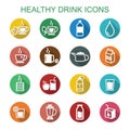 Healthy drink long shadow icons