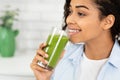 Fit Afro Girl Drinking Delicious Detox Smoothie