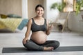 Healthy Drink. Smiling Pregnant Woman Holding Glass Of Water With Cucumber Slices Royalty Free Stock Photo