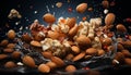 Healthy eating almond, walnut, cashew, hazelnut nature gourmet snack generated by AI