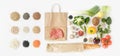 Healthy eating background top view Full paper bag healthy food Royalty Free Stock Photo