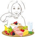 Healthy eating child - illustration Royalty Free Stock Photo