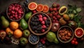 Healthy eating collection Fresh berry fruit abundance generated by AI