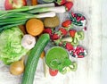 Healthy eating, eatin healthy food including supplements Royalty Free Stock Photo