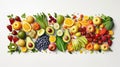 Healthy eating, fresh fruits and vegetables on a white background. Fructorianism, raw food and vegetarianism Royalty Free Stock Photo
