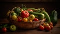 Healthy eating Fresh organic vegetables in rustic basket generated by AI Royalty Free Stock Photo