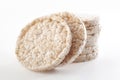 Healthy eating, gluten-free and low calorie diet conceptual idea with stack of rice cakes isolated on white background Royalty Free Stock Photo