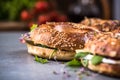 Healthy eating,homemade bagels,close up view