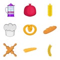 Healthy eating icons set, cartoon style