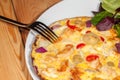 Healthy eating low calorie Spanish omelette meal with salad